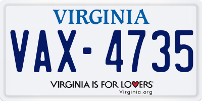 VA license plate VAX4735