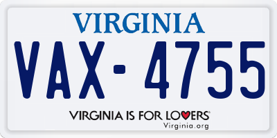 VA license plate VAX4755