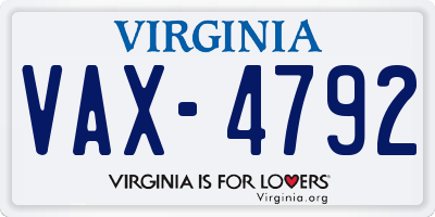 VA license plate VAX4792