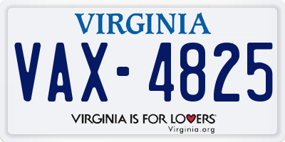 VA license plate VAX4825