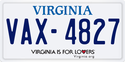 VA license plate VAX4827