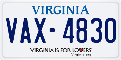 VA license plate VAX4830