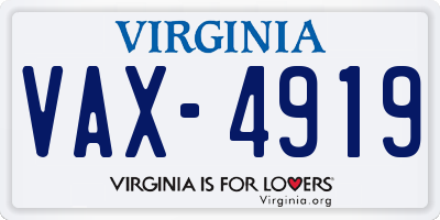 VA license plate VAX4919