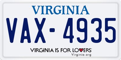 VA license plate VAX4935