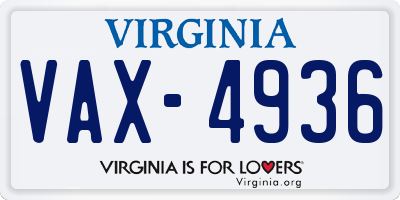 VA license plate VAX4936