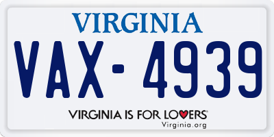 VA license plate VAX4939