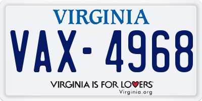 VA license plate VAX4968