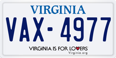 VA license plate VAX4977