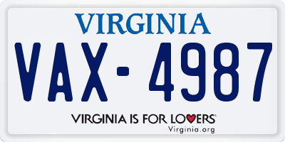 VA license plate VAX4987
