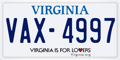 VA license plate VAX4997