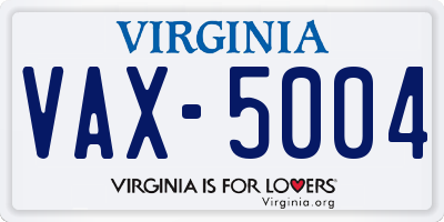 VA license plate VAX5004