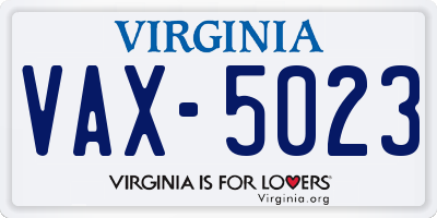 VA license plate VAX5023