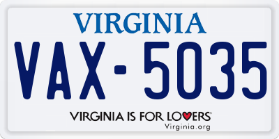 VA license plate VAX5035