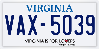 VA license plate VAX5039
