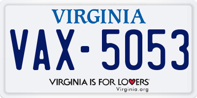 VA license plate VAX5053