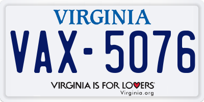 VA license plate VAX5076