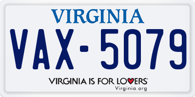 VA license plate VAX5079