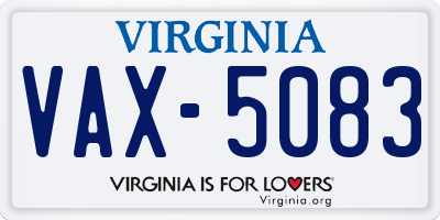VA license plate VAX5083