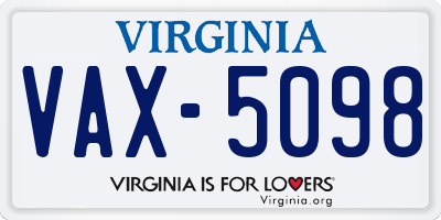 VA license plate VAX5098