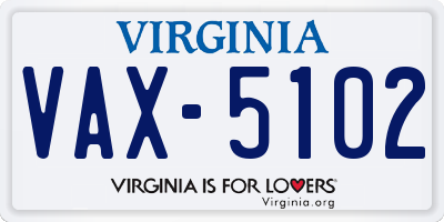 VA license plate VAX5102