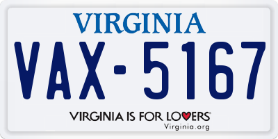 VA license plate VAX5167