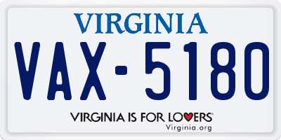 VA license plate VAX5180