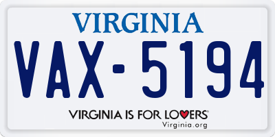 VA license plate VAX5194