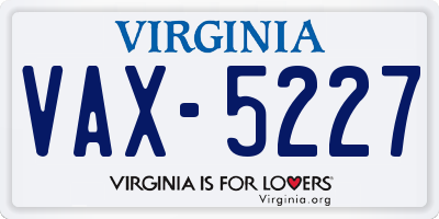 VA license plate VAX5227