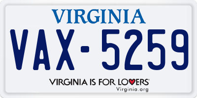VA license plate VAX5259