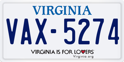 VA license plate VAX5274
