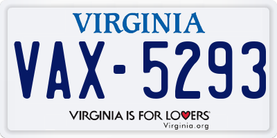 VA license plate VAX5293