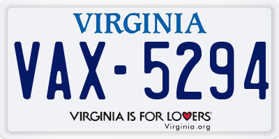 VA license plate VAX5294