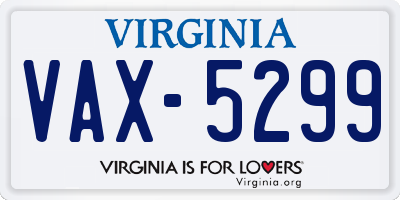VA license plate VAX5299