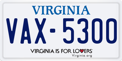 VA license plate VAX5300