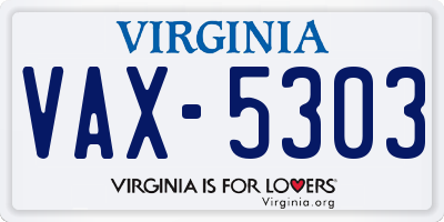 VA license plate VAX5303