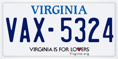 VA license plate VAX5324