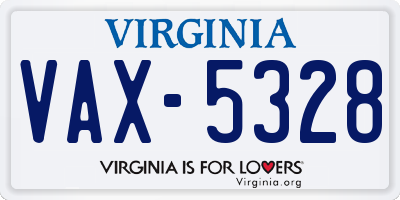 VA license plate VAX5328