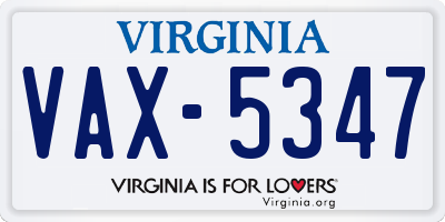 VA license plate VAX5347