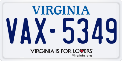 VA license plate VAX5349