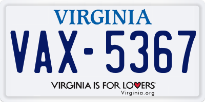 VA license plate VAX5367