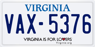 VA license plate VAX5376