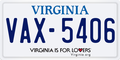 VA license plate VAX5406