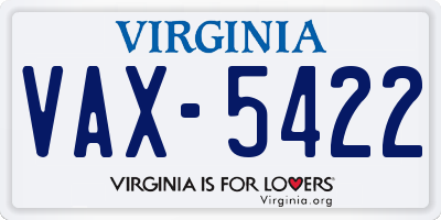 VA license plate VAX5422