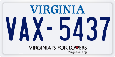 VA license plate VAX5437