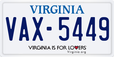 VA license plate VAX5449