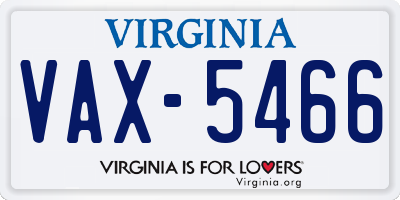 VA license plate VAX5466