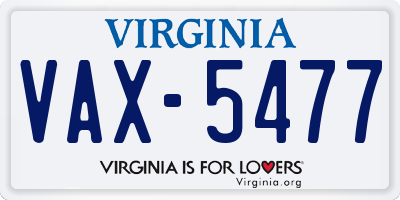 VA license plate VAX5477