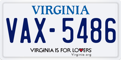 VA license plate VAX5486