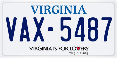 VA license plate VAX5487