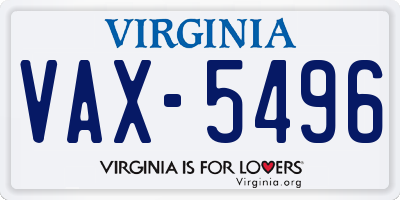 VA license plate VAX5496